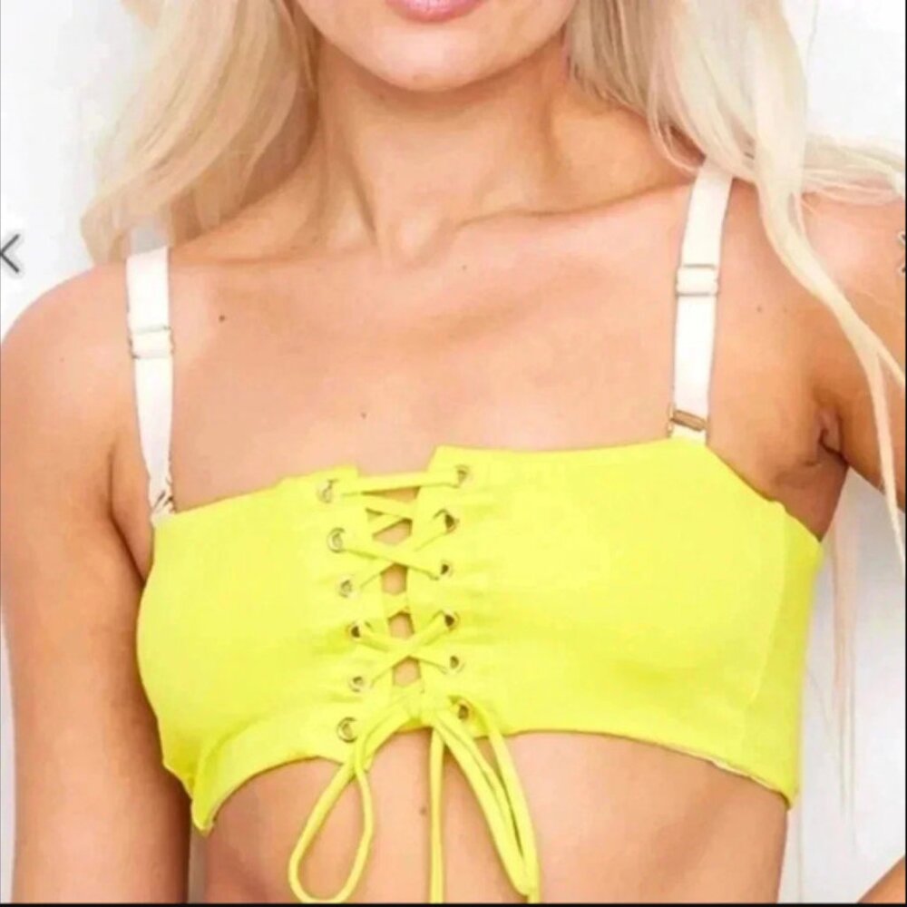 We Are HAH Bare Bones Neon Yellow 2pc XS Bikini
